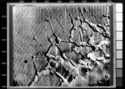 Mariner 9 view of the  "labyrinth" at the western end of .