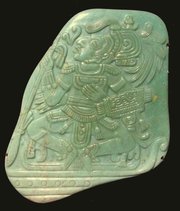 Mayan jadeite "pectoral", 195mm high