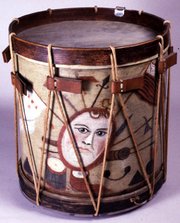 Snare drum, around 1780, reportedly carried by Luther W. Clark at the Battle of Guilford Courthouse