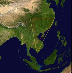 A satellite composite image of Asia