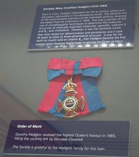 Order of Merit medal of Dorothy Crowfoot Hodgkin, displayed in the Royal Society, London