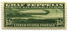 US 65-cent "Zeppelin" stamp, one of three values issued specially for the May-June 1930 Pan-American flight of the Graf Zeppelin and required on all mail to be carried by the airship.