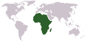 World map showing location of Africa