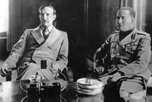 Ciano (right) with Albanian King Zog, 1937
