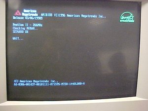 A PC going through its boot sequence