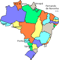 Map of Brazilian administrative division (states and territories) as of 1943