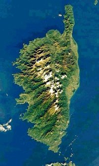 Satellite image of Corsica,  December 7, 2001 (NASA image)