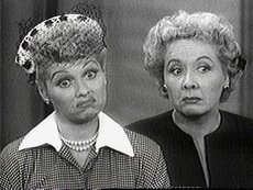 Lucille Ball as Lucy,  as Ethel on an episode of I Love Lucy
