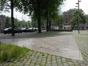 One point of the Homomonument in Amsterdam, showing part of the inscription