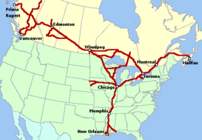 Network Map of Canadian National Railway