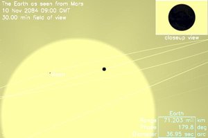 Earth and Moon transiting the Sun in 2084, as seen from Mars