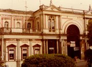 Building flanking the Central Park Square in Quetzaltenango