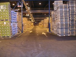 Pallets being used in a warehouse in Finland.