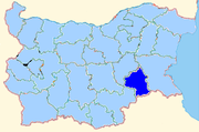 Yambol province shown within Bulgaria
