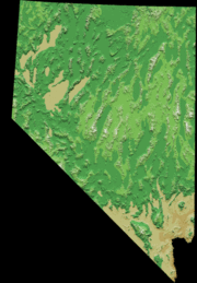 Digitally colored elevation map of Nevada