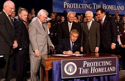 President George W. Bush signs the Homeland Security Appropriations Act of 2004.