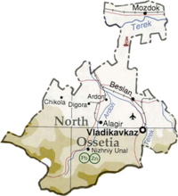 Map of North Ossetia, Russia