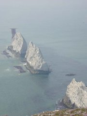The Needles from the cliffs inshore