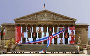 The Assemble nationale decorated with 14 giant photographs of Modern Mariannes, Bastille Day 2003