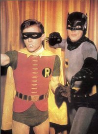 Burt Ward as Robin and Adam West as Batman from the 1960s television series