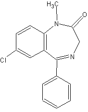 Chemical structure of diazepam.