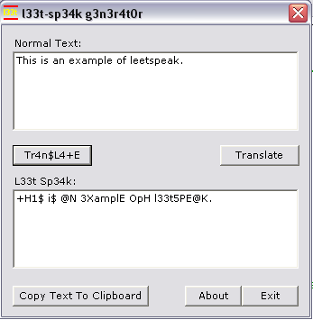 For those who do not normally read or write like +H1$, automatic translators facilitate ciphering and deciphering Leet.