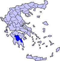 Map showing Arcadia within Greece