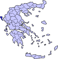 Map showing Corfu within Greece