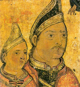 Neagoe Basarab and his son Theodosie(greek icon from the )