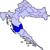 Map showing the Zadar county within Croatia