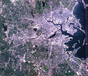 A simulated-color satellite image of the Boston area taken on 's .