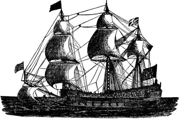 Fig. 9, A picture of "Sovereign of the Seas", a British warship of 1637