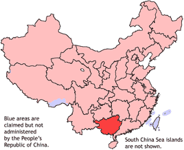 Guangxi is highlighted on this map
