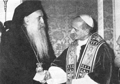 Patriarch Athenagoras I (left) met  in 1964