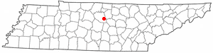 Location of Watertown, Tennessee