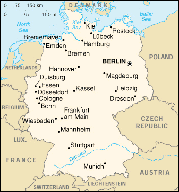 Map of Germany with cities