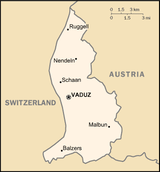 Map of the Principality of Liechtenstein