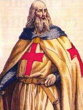 "Jacques de Molay", nineteenth-century color lithograph by Chevauchet