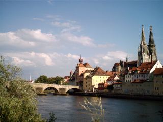 Regensburg, showing the Danube and the Steinerne Brcke