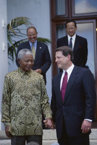 Former United States Vice President  meets with Mandela.