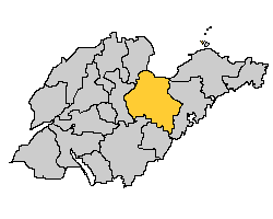 Location of Weifang county in Shandong province