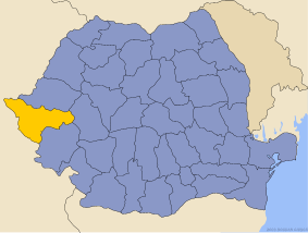 Administrative map of  with Timiş county highlighted