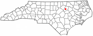 Location of Momeyer shown in North Carolina