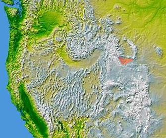 The Shoshone Basin in Wyoming is shown highlighted on a map of the western United States