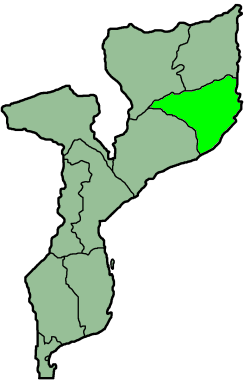Map of Mozambique with the province highlighted