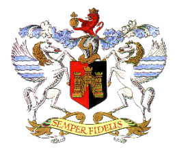 Arms of Exeter, showing motto