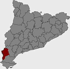 Map of Catalonia with Terra Alta highlighted