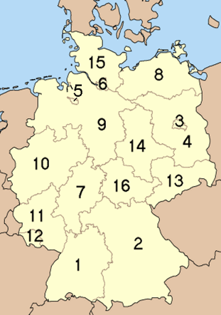 The 16 Bundeslnder (States) of Germany