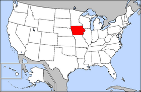 Map of the U.S. with Iowa highlighted