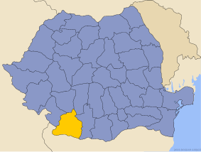 Administrative map of  with Dolj county highlighted
